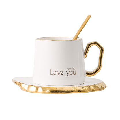 Creative Gold Hand Mugs Flower Tea Coffee Cups And Saucers